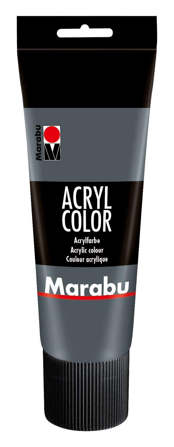 Marabu na 12010025079 Acrylic Colour Dark Grey 225 ml Creamy Acrylic Paint Water-based Quick Drying Lightfast Waterproof for Application with Brush and Sponge on Canvas Paper and Wood