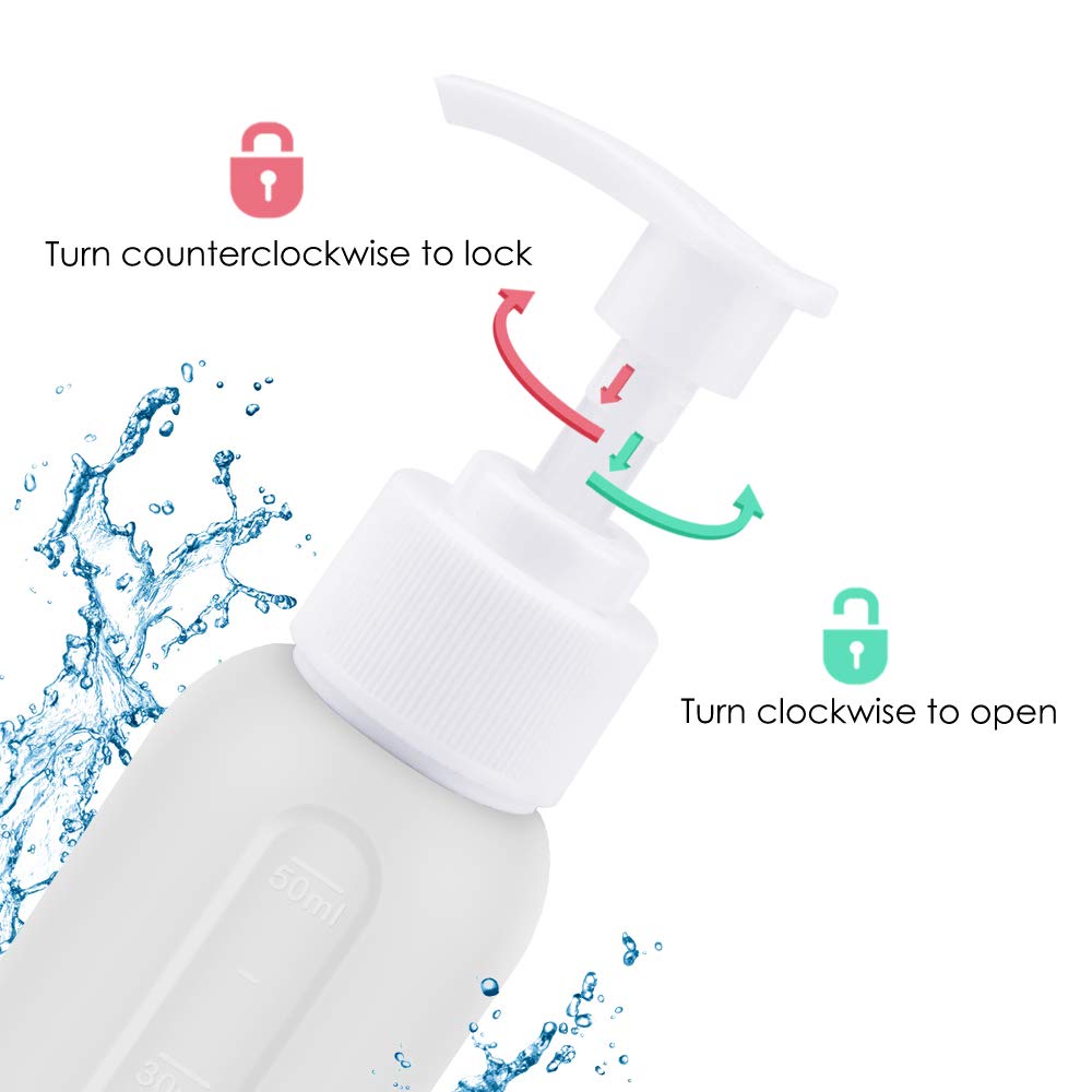 4 Pack Silicone Pump Bottle Spray Bottle Leak Proof Refillable Dispenser Portable Travel Size 1.7oz/50ml Toiletries Containers (4Pcs) : Beauty