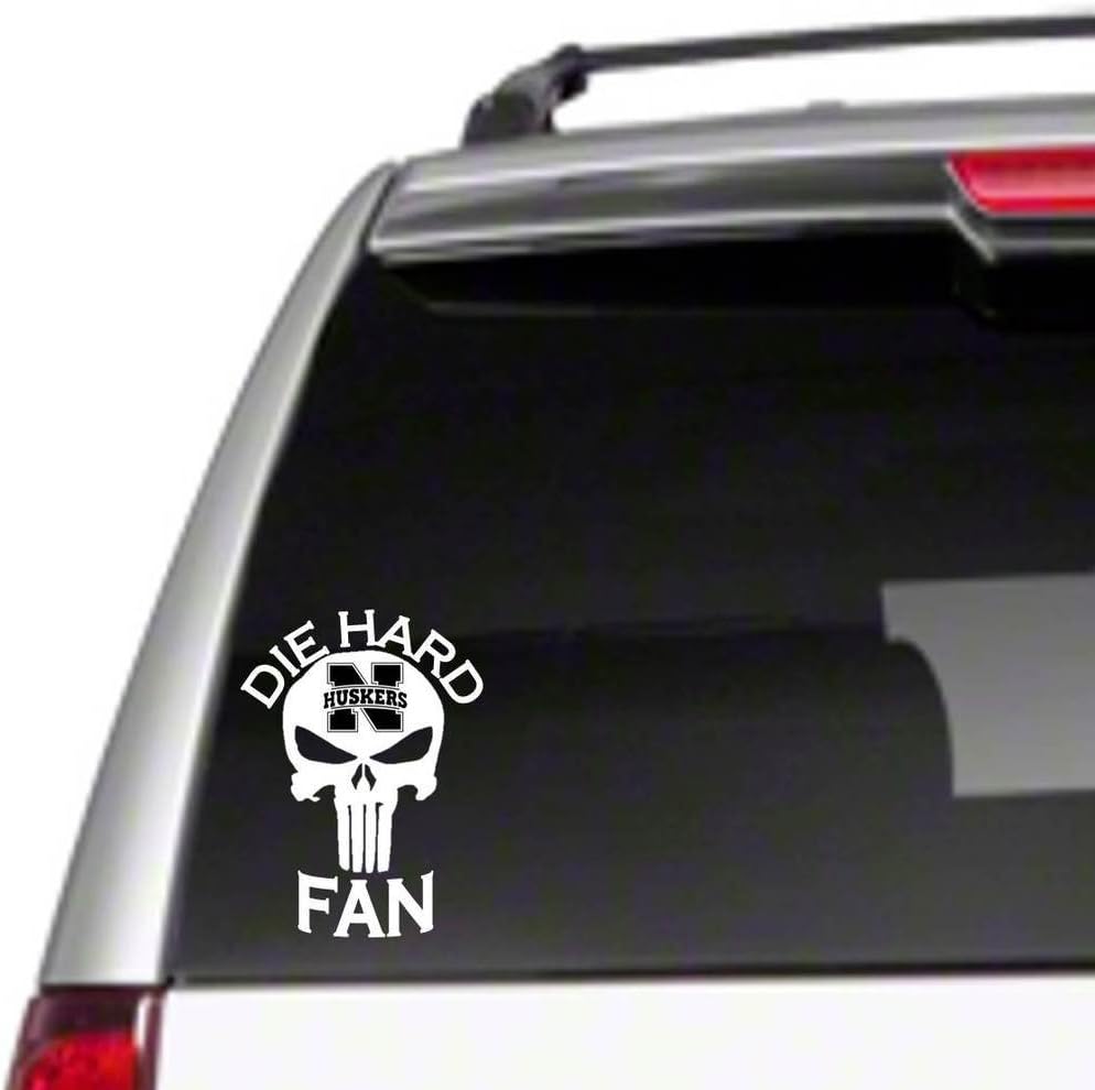 Punisher Nebraska Huskers Die Hard Fan 8" Car Vinyl Sticker Decal University of N Lincoln cornhuskers NCAAB23