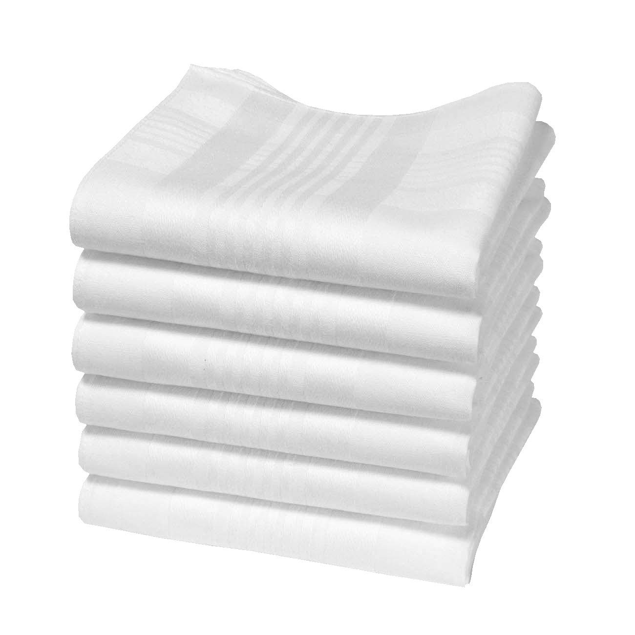 Hankiss - White Organic Cotton Handkerchiefs - Large Size 17 Inches - 6 Pieces - 100% GOTS Certified Cotton - Ice Model