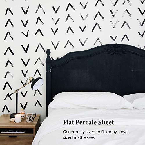 Queen Size Percale Cotton Sheet Set White 500 ThreadCount US