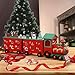 Christmas Wooden Advent Calendar Train with Hand Painted Patterns and 24 Drawers to Fill Candy or Small Gifts Christmas Tabletop Decoration 24 Inch (Traditional Christams-Large Train)