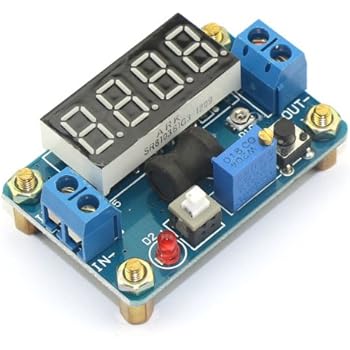 24V to 5V DC Converter, DROK Buck Power Converter DC 4.5V-24V 24V 12V to DC 1-20V 12V 5V 2A Adjustable Step Down Regulator Board Constant Voltage Stabilizer Power Supply Module with LED Volt Amp Display