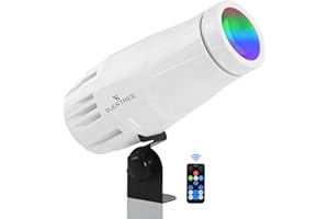 Suertree Pinspot Light with Remote Control, 4 in 1 Mirror Ball Spotlight with Mini 15W RGBW LED Beam, Super Bright Stage Spotlight for DJ, Bar, Club, Parties and Wedding(White)