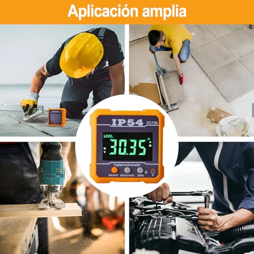 Digital inclinómetro 4 * 90 ° mide o fija ángulos, Medidor de buscador de ángulo digital Goniómetro de precisión con pantalla LCD para aserrado Decoración Carpintería