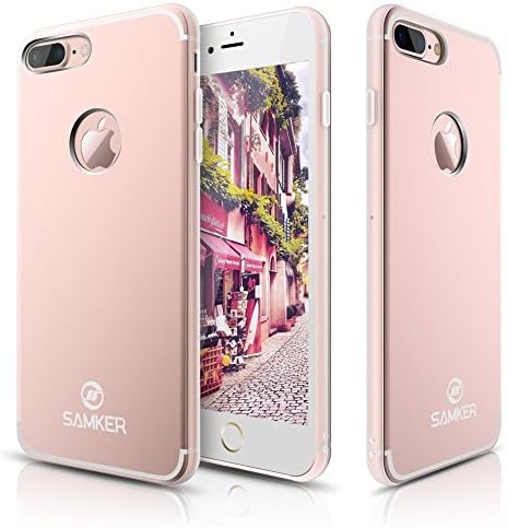 iPhone 7 Plus Case,SAMKER [Slim Fit][New Hybrid] [Aluminum Alloy + Soft TPU] Heat Dissipation Shock-Absorption Protective Case with Strap Hole [Anti-drop] for iPhone 7 Plus (5.5 Inch Rose Gold)