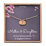 EFYTAL Mother 2 Daughters Three Initial Necklace for Mom, 3 Mini Gold Filled Alphabet Personalized Jewelry Gift
