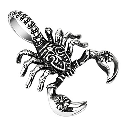 STR-0256 Stainless Steel Tribal Decorated Scorpion Pendant