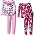 Hello Kitty Girls' Big Girls' 4-Piece Cotton Pajama Set, White/Pink, 8