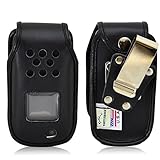 Turtleback Fitted Case Made for Samsung Rugby 4 Flip Phone Black Leather Rotating Removable Metal Belt Clip Made in USA