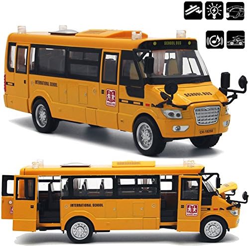 Zehui LLpop Pull Back Alloy Diecast School Bus with Openable Doors/Lights/Sound as Kids Xmas Gifts