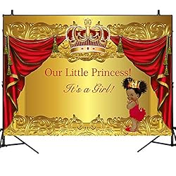 Mocsicka Royal Princess Baby Shower Backdrop Red