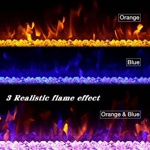 PHI VILLA 30 Inch Electric Fireplace Inserts, Wall Mounted & Recessed