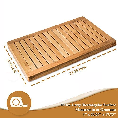 Bamboo Bath Mat Shower Floor Mat Non Slip, Made of 100 Natural Bamboo