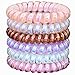 Hodooly 6 Count Hair Ties, Multicolor, Spiral Hair Ties for Thick, Curly and Long Hair, Traceless Hair Ties, Mega Hair Coil Set, Dent, Creaseless and No Headaches