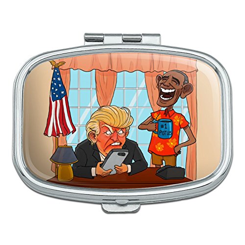 Obama Laughing at Trump Funny Satire #1 Potus President of the United States Rectangle Pill Case Trinket Gift Box
