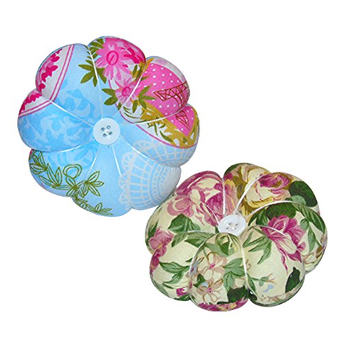 Lontenrea Pumpkin Pin Cushion Wearable Wrist Needle Pincushions (2 Pack Tend to Green,Blue Pink)