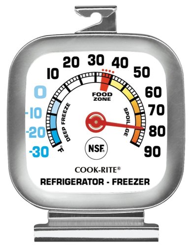 Cook Rite, 90302, Refrigerator/Freezer Thermometer, Stainless Steel