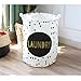 DOKEHOM 19.7-Inches Large Laundry Basket, Waterproof Round Cotton Linen Collapsible Storage Basket (Black, L)