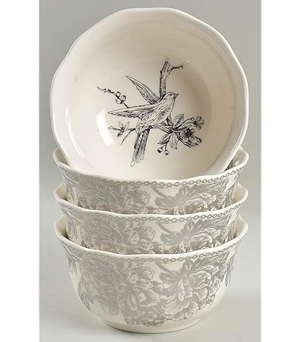 Amazon.com | 222 Fifth Adelaide Silver Soup Cereal Bowls Set of 4