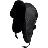 Trapper Hat for Men & Women – Genuine Sheepskin Ushanka, Natural Fur Lined, Leather Hat with Ear Flap