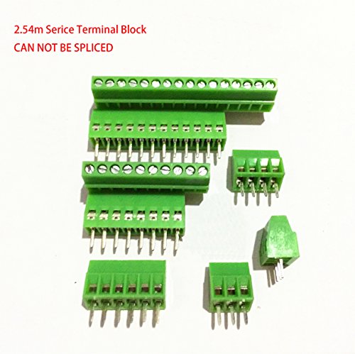 20pcs E-Simpo 2.54mm Pitch (0.1") PCB Screw Terminal Block, 2.54mm board to wire terminal connector, Rated 150V6A CE UL,Copper Material Rohs. (2.54mm 3P)