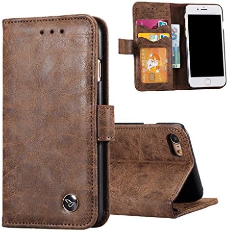 Yamissi Matt Retro Genuine Leather Wallet Case, Real Leather Flip Cover, Stand cases with Magnatic Clip, Card Money Flip Holder Pouch For different model