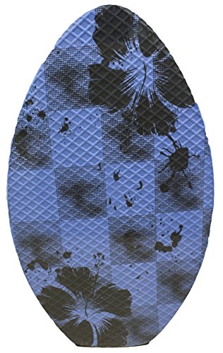 Rubber Top Wooden Skimboard With Slip Free Grip (No Wax Needed!) (Blue Hibiscus, 35 Inch)
