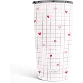 SANDJEST Heart Tumbler 20oz, Stainless Steel Travel Cup with Lid, Insulated Coffee Mug, Heart Gifts for Women Girls Friends Sisters on Birthday Christmas Valentine (Red)