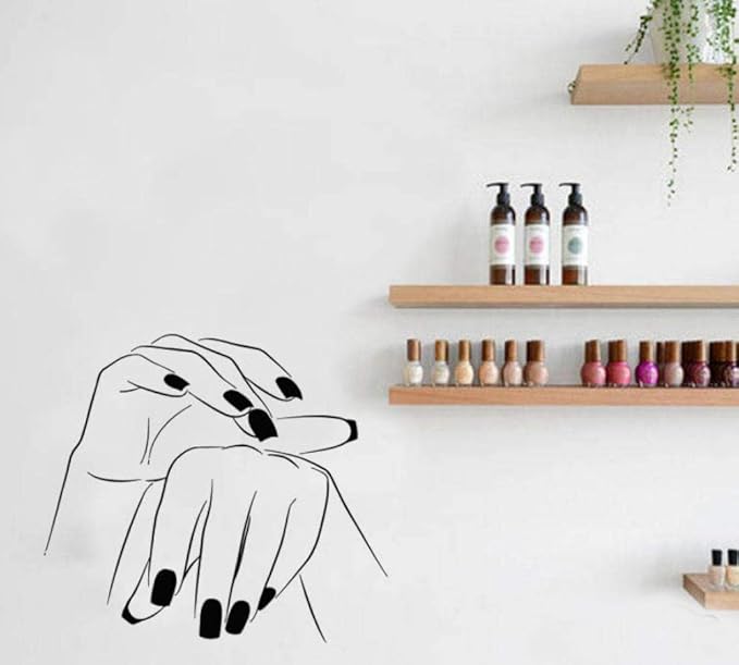 CHJKMN Tatuajes de pared manicura vinilo pegatina mano salón de belleza