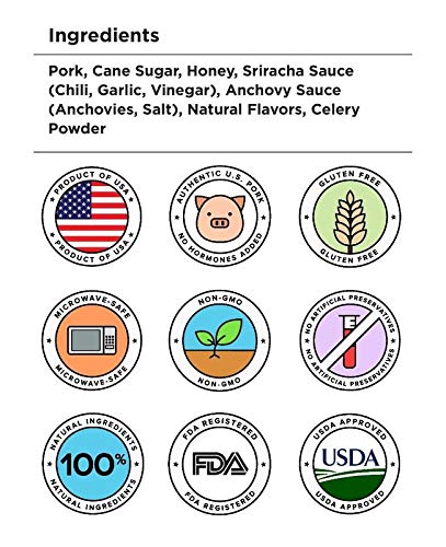 Golden Nest Pork Jerky Bar, Gluten Free, Healthy Meat From Gourmet USA, Non-GMO Honey Glazed (1.5 oz.) (Honey Sriracha, Pack of 5)