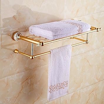 Antique European Badezimmer Toilette Handtuch Rack Space Aluminium Toilette Regal Falten Handtuch Rack Bad Badezimmer Hardware Anhanger Gold Amazon De Kuche Haushalt