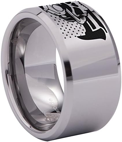 Friends of Irony Tungsten Carbide Firefighter Brotherhood Wedding Band Anniversary Ring for Men and Women 12mm