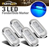 4pcs 3" Blue LED Oblong Courtesy Light Yacht Marine Boat Stair Deck Garden Usage Clear Lens, Surface Mount Marine Led Interior lights for 12V Boats RV Campers, Sealed boat led cabin lights