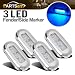 4pcs 3" Blue LED Oblong Courtesy Light Yacht Marine Boat Stair Deck Garden Usage Clear Lens, Surface Mount Marine Led Interior lights for 12V Boats RV Campers, Sealed boat led cabin lights primary