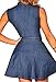 ZKESS Women's Sleeveless/Long Sleeve Low Neck Denim Belted Skater Dress Large Size Dark Blue