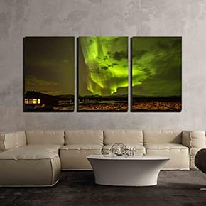 3 Piece Canvas Wall Art - Iceland Nature - Modern Home Art Stretched and Framed Ready to Hang - 16"x24"x3 Panels