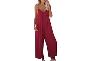 APIVOE Womens Summer Casual Jumpsuits Wide Leg Plus Size Rompers Sleeveless Spaghetti Strap Loose Fit Overalls with Pockets