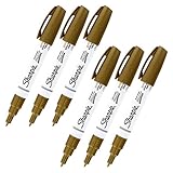 Sharpie Oil-Based Poster Paint Marker, Extra Fine Point, Gold, Each (35532), Bundle of 6