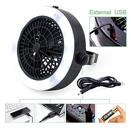 LESTAR Camping Lantern, USB Powered or Battery Operated Fan, Tent Fan Light (2rd Generation), The Best Camping Gear for Truck Tent, Fishing, Emergencies, Hurricanes, Outages - Thumbnail 3