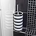 Harbour Housewares Closed Glazed Ceramic Toilet Brush & Holder Set - Metal Handle - Black Stripe