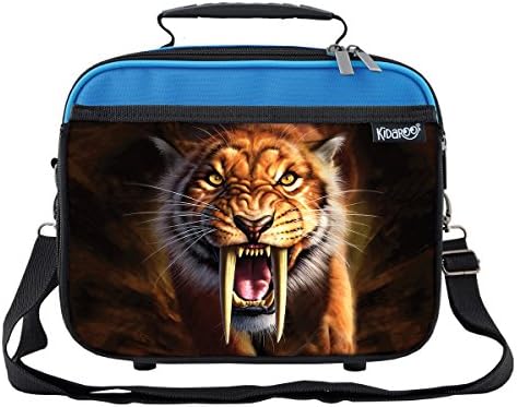 Saber Tooth Tiger School Lunchbox for Boys, Girls, Kids (Brown)