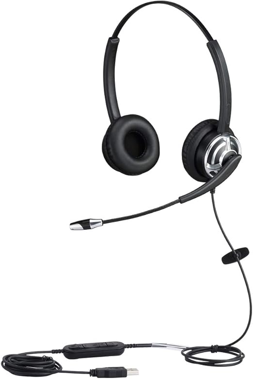 Amazon Com Usb Telephone Headset With Noise Cancelling Nuance Dragon Dictation Microphone Computer Pc Headset Dual Ear For Skype Chat Online Learing Conference Calls Voice Chat Softphones Call Gaming Etc
