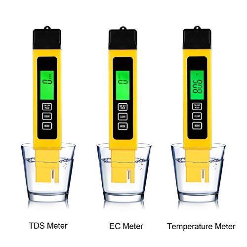 TBTeek Digital TDS EC Meter Professional Quality Water Tester and Temperature Meter with 0-9999 ppm Measurement Mini +/-2% Range Yellow and Premium Protective Leather Case - Thumbnail 2