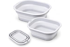 Goderewild Collapsible Wash Basin 2-Pack, Gray Dish Basin for Baby Bottles | Collapsible Dish Basin and Tub, Fits Under Sink, 5L and 3L, BPA-Free, Hot Water to 100°C, for Baby Bottles