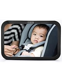 [2016 Model] Back Seat Mirror - Rear View Baby Car Seat Mirror by Baby & Mom - Wide Convex Shatterproof Glass and Fully Assembled - Crash Tested and Certified for Safety