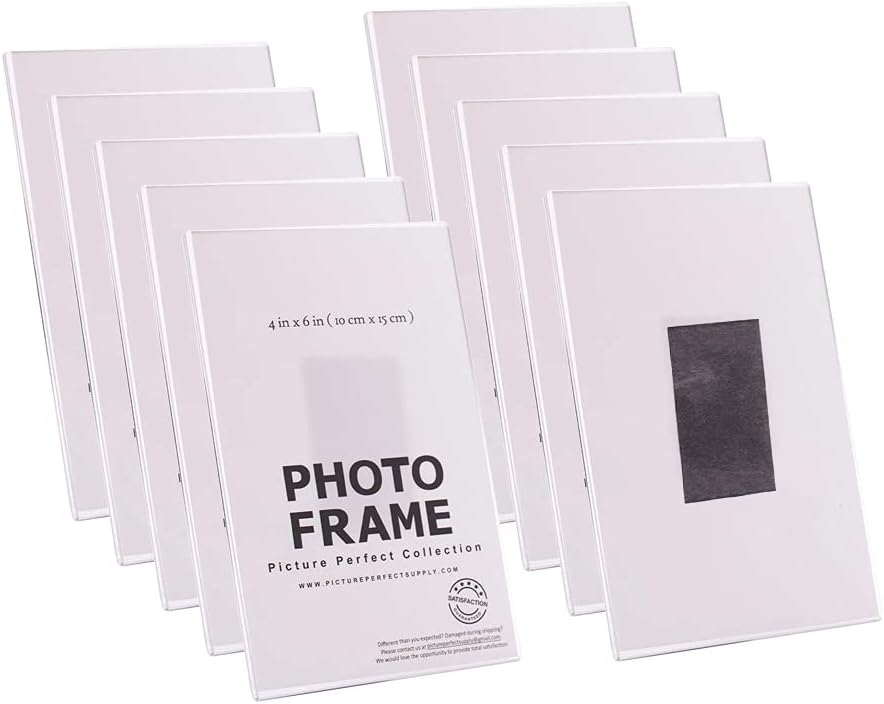 Photo Albums, Frames & Accessories - Photo Booth Frames - 4x6 Inch Clear Acrylic Magnetic Picture Frame for Refrigerator, Office Cabinet, Locker, or Dishwasher - 10 Count