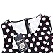 Anni Coco Women's 1950s Vintage Audrey Hepburn Floral Scoop Neckline Stitching A-Line Swing Dresses Black and Polka Dots Medium