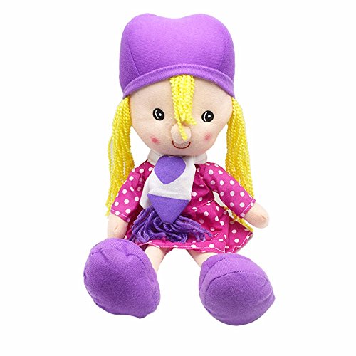 Digood Cute Stuffed Girl Plush Toys Lifelike Cloth Dolls Gift for Baby Girls (Purple)