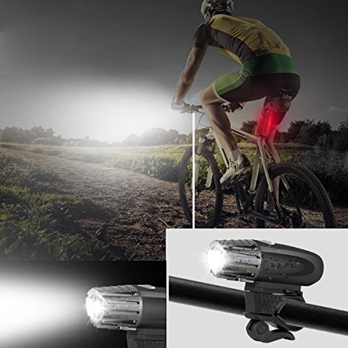 Bike Light - USB Rechargeable Bicycle Light Set - Super Bright LED Headlights and Tail Lights for Mountain Bike and Road Bike Cycling?Safety - Fits for Hybrid, Road, MTB for Night Sports